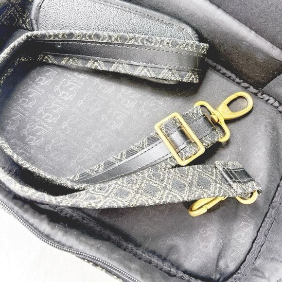 Vintage Pegasus Canvas Dome Top Diamond Pattern Train Case Cabin Bag - Picture 4 of 10